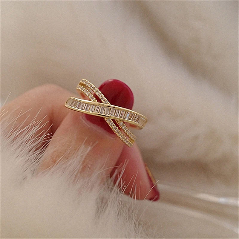 New Exquisite Cross Opening Ring Fashion Temperament Simple Ring Elegant Ladies Jewelry - Image 4