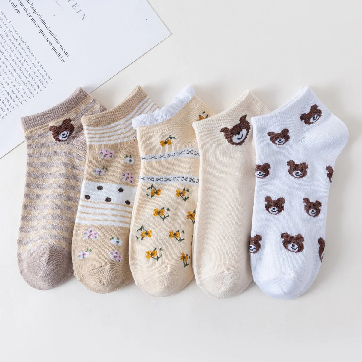 5 Pairs Socks Sets Women Elegant Retro Polyester Cotton Low Tube Women Socks Breathable Japanese Style Casual Cotton Short Sock - Image 14