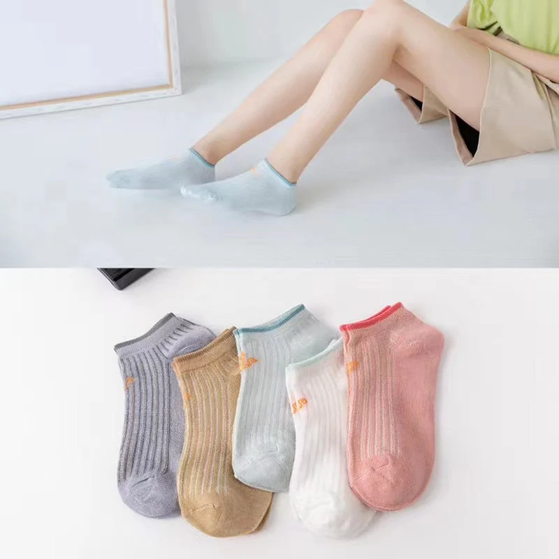 5 Pairs Socks Sets Women Elegant Retro Polyester Cotton Low Tube Women Socks Breathable Japanese Style Casual Cotton Short Sock - Image 7