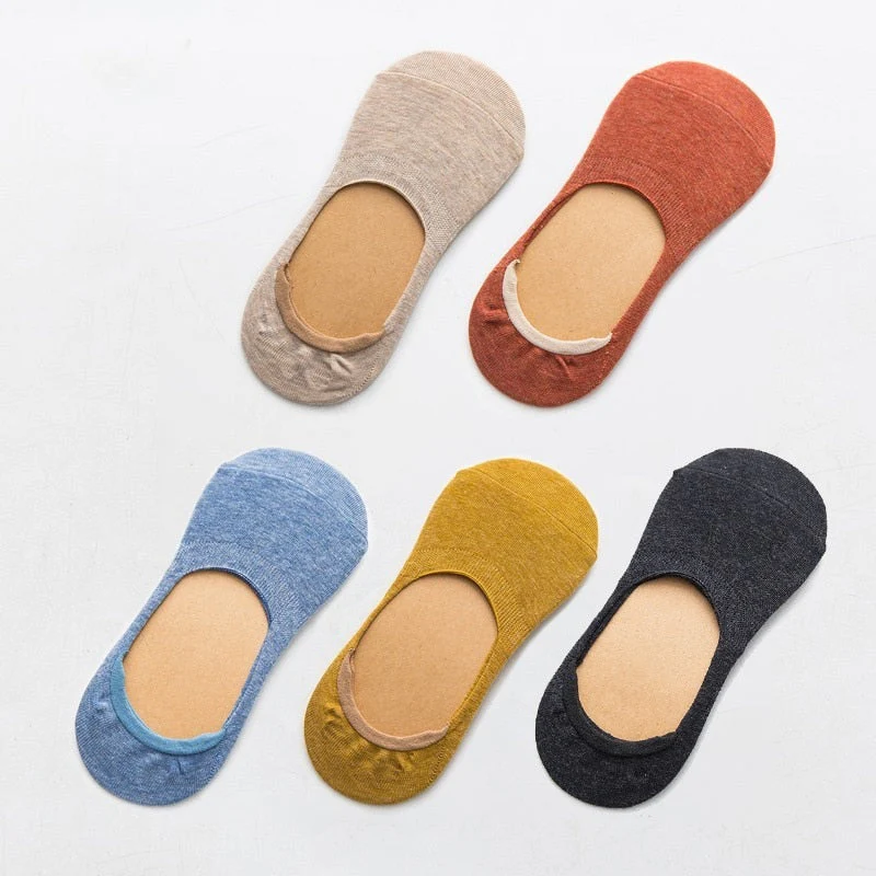 5 Pairs Spring Summer Women Socks Solid Color Fashion Wild Shallow Mouth Girls Female Invisible No Show Slipper Socks - Image 17